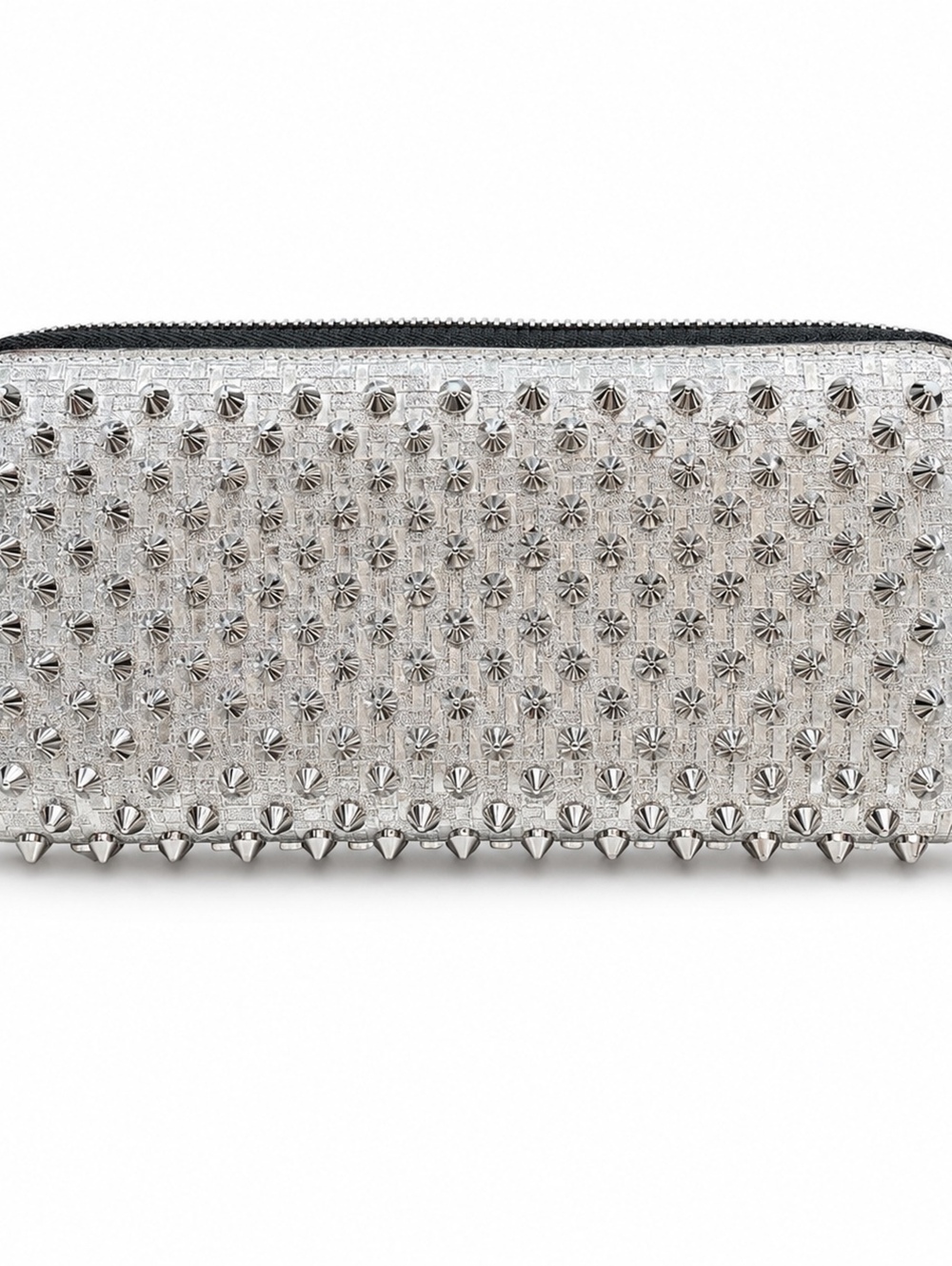 Christian Louboutin silver studded zip around wallet